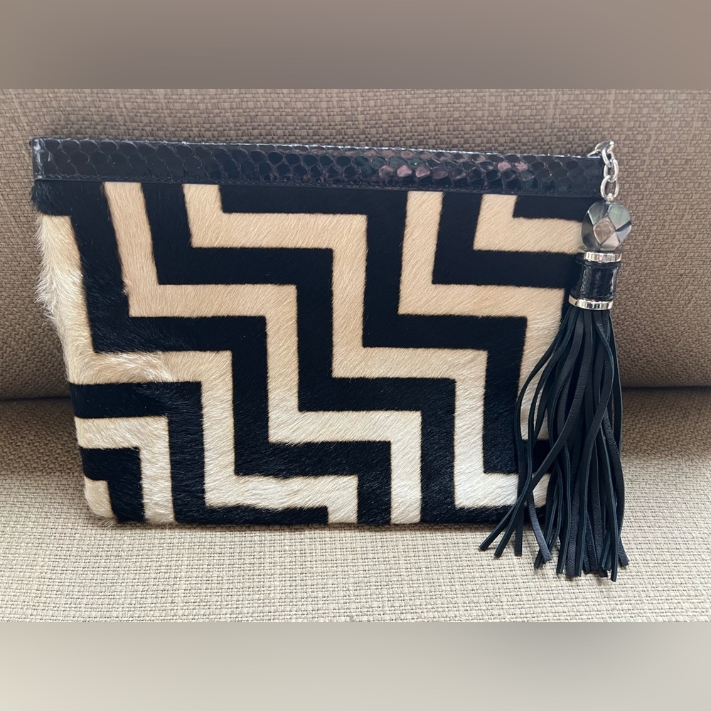 Rafe NY Women’s Clutch Cowhide & Snake Skin & Leather - vintage Rare